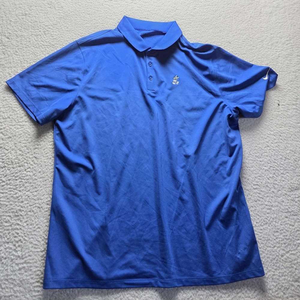 Nike Golf Dri-FIT Polo Shirt Mens 2XL Blue Mickey Mouse Disney Parks Golf Top